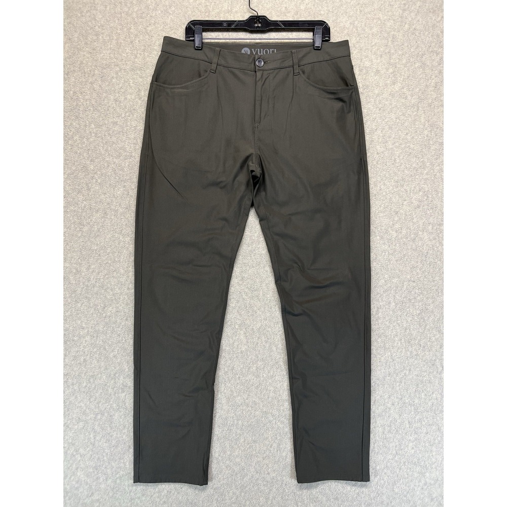 Vuori Men's Olive Green Meta Pants 5-Pocket Performance Stretch Pants 36x32